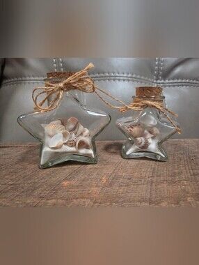 Midwest CBK Inspired Home Star Glass Beach Sand Shell Jars Set of 2 ~ B1M